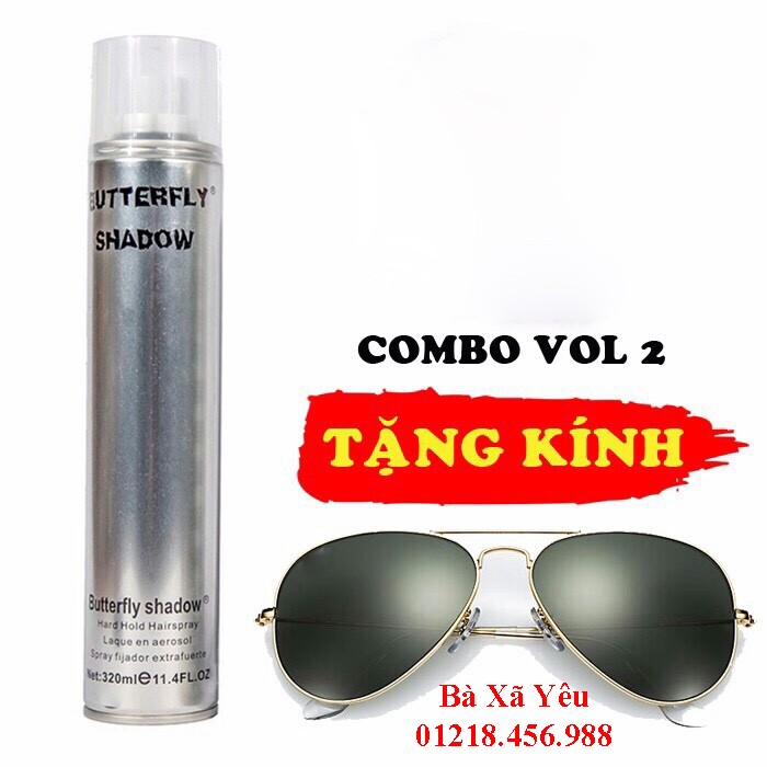 Keo Xịt Tóc Butterfly Shadow 320ml + Kính tráng gương