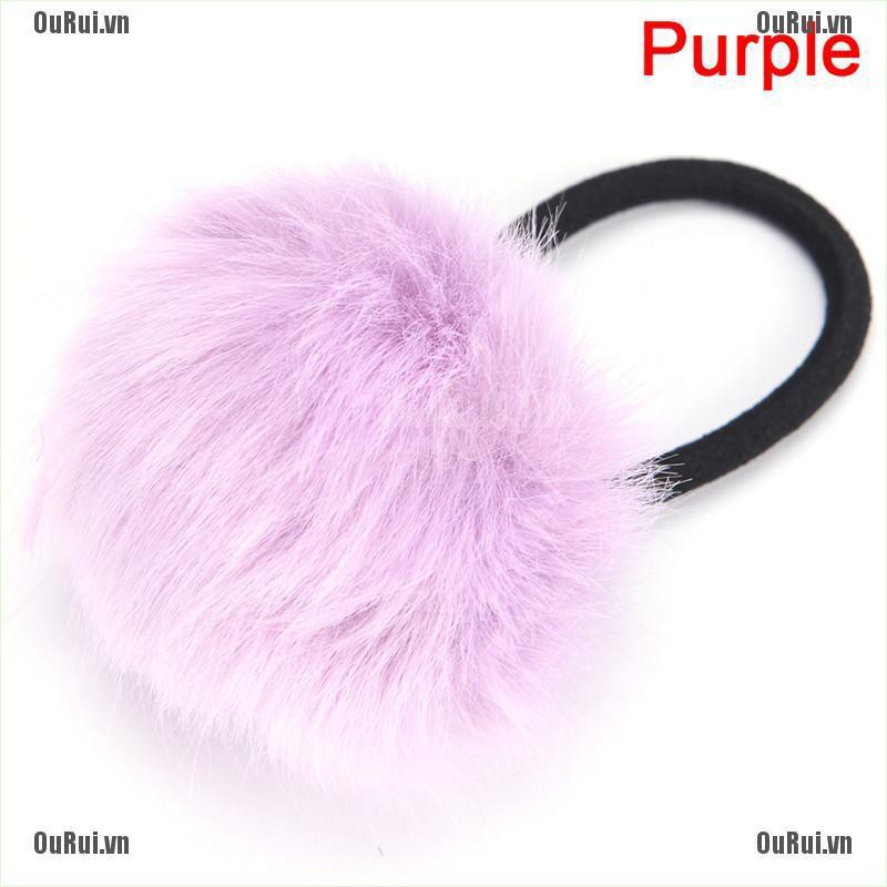 Dây Cột Tóc Đính Bóng Lông Dễ Thương Cho Nữ