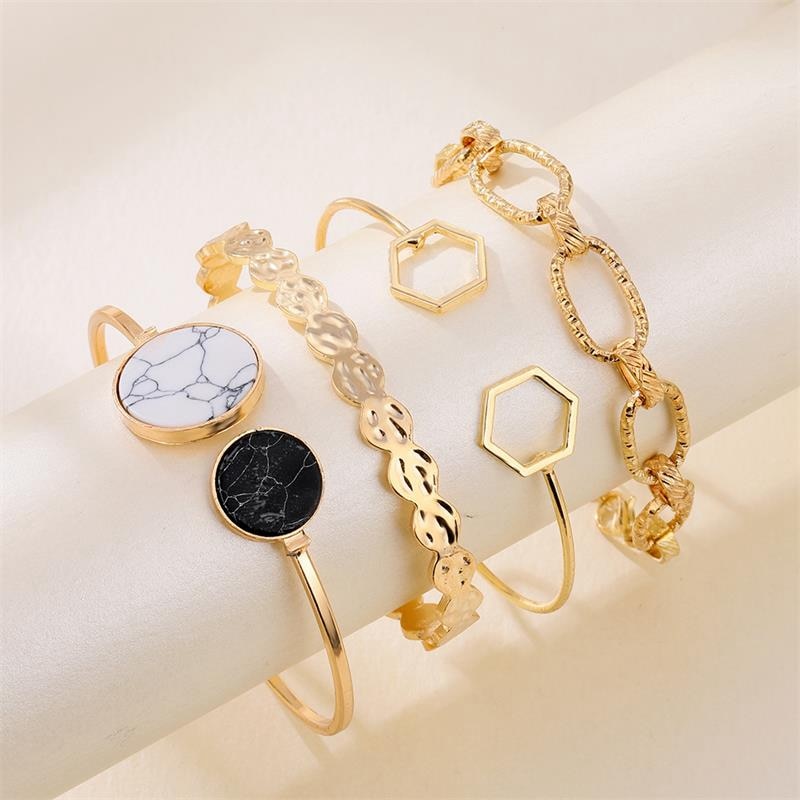 Set 4 Vòng Tay Kim Loại Mạ Vàng Thời Trang Cho Nữ