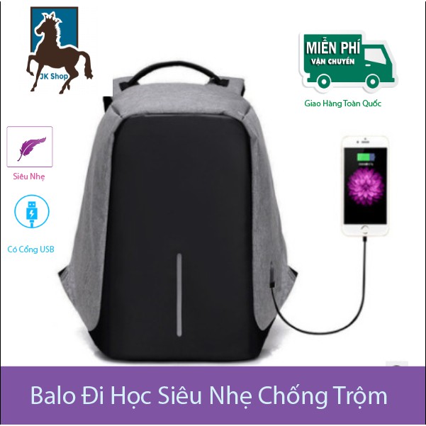 Balo đi học Thời Trang Nam Nữ Cao Cấp, Balo Du Lịch Phong Cách Hàn Quốc Có Sạc Điện Thoại, Chống Nước, Siêu Nhẹ