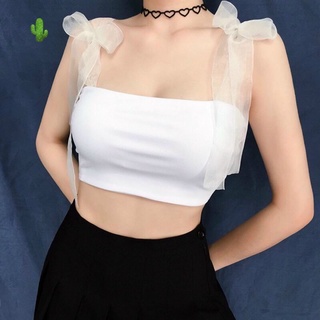 Áo croptop hai dây cột nơ