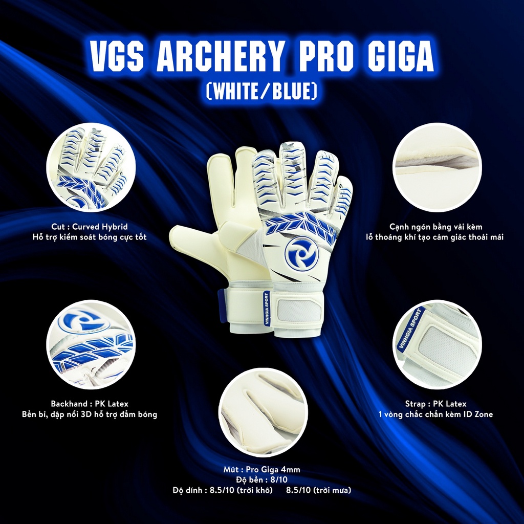 Găng tay thủ môn chính hãng VGS Archery Pro Giga