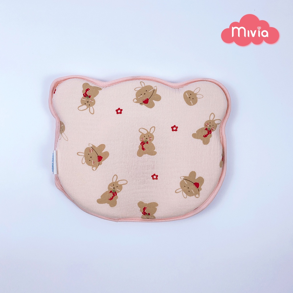 Gối cao su non, gối hình gấu vỏ xô muslin Mom mom