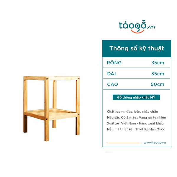 Tủ Tab Đầu Giường 2 Tầng Đa Năng Mặt Kính Táo gỗ Decor Gỗ Thông Tự Nhiên Hàng Lắp Ráp