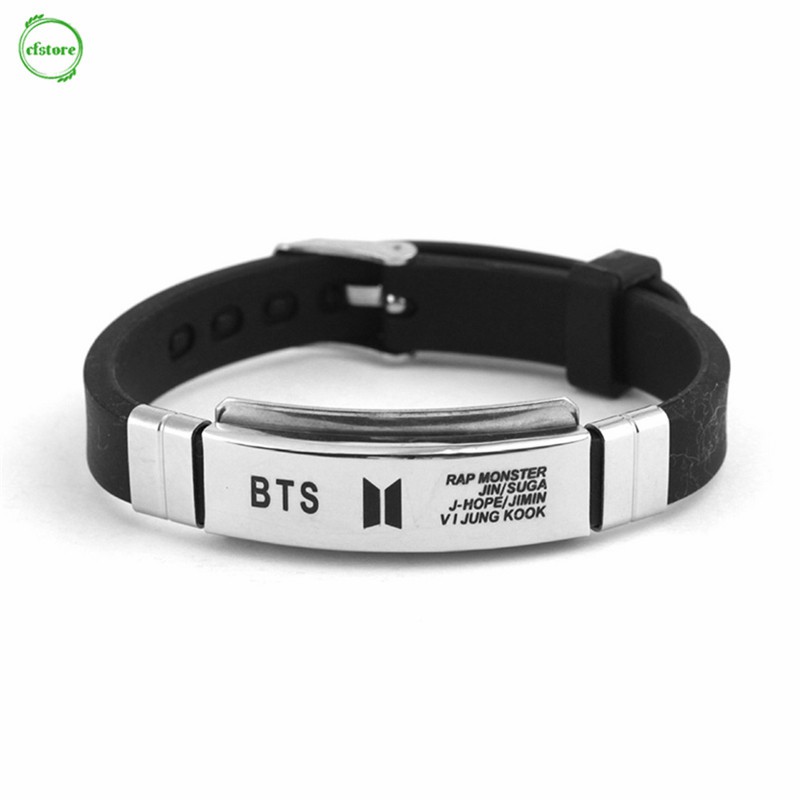 Vòng tay màu đen dây đeo có thể điều chỉnh phong cách nhóm nhạc BTS KPOP thời trang