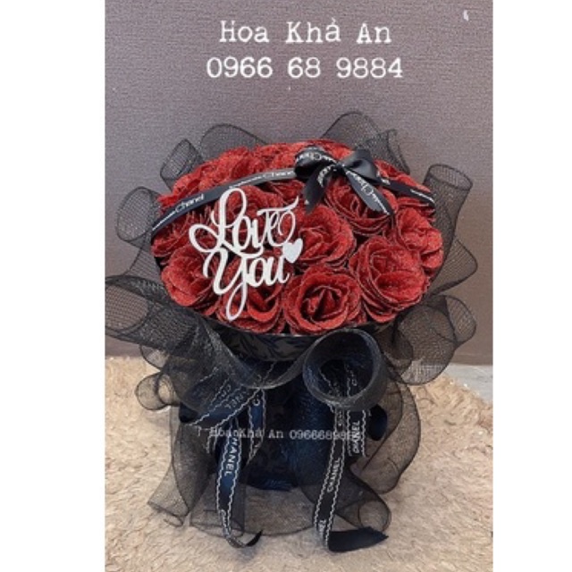 Bó hoa nhũ 20bông mix lưới. Bền vĩnh cửu. Ship hoả tốc