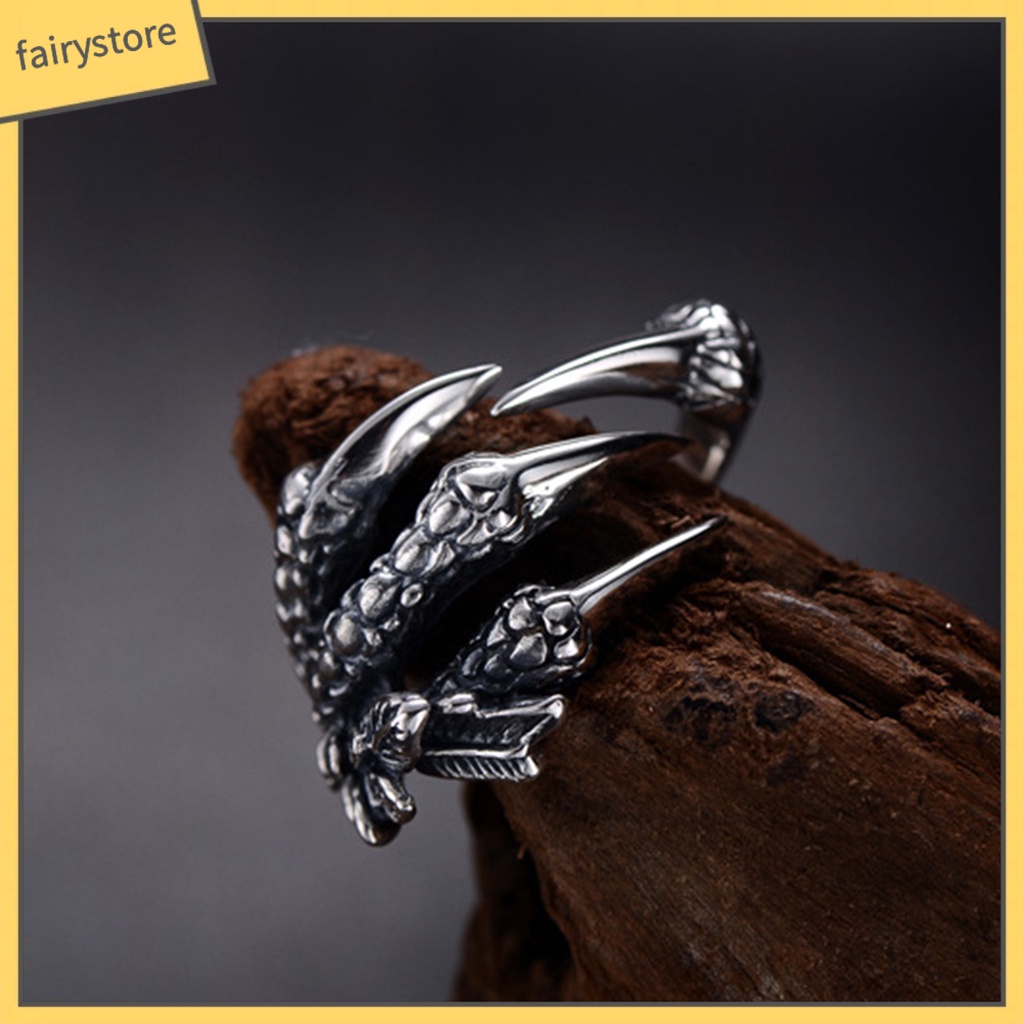 Nhẫn Thép Titan Hình Móng Vuốt Rồng Thiết Kế Ấn Tượng