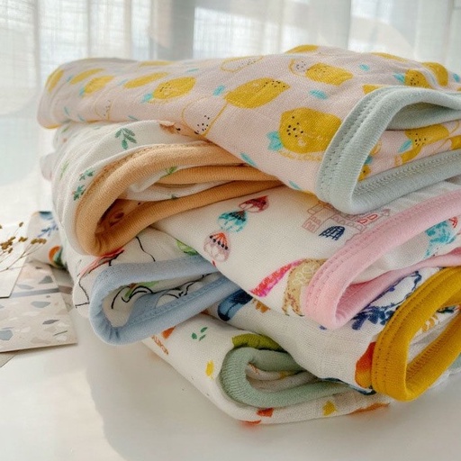 Khăn quấn sợi tre có mũ cho bé sơ sinh, ủ kén, lót lông mềm mịn giúp bé ngủ ngon, họa tiết dễ thương - Nắng Của Mẹ_OMAP