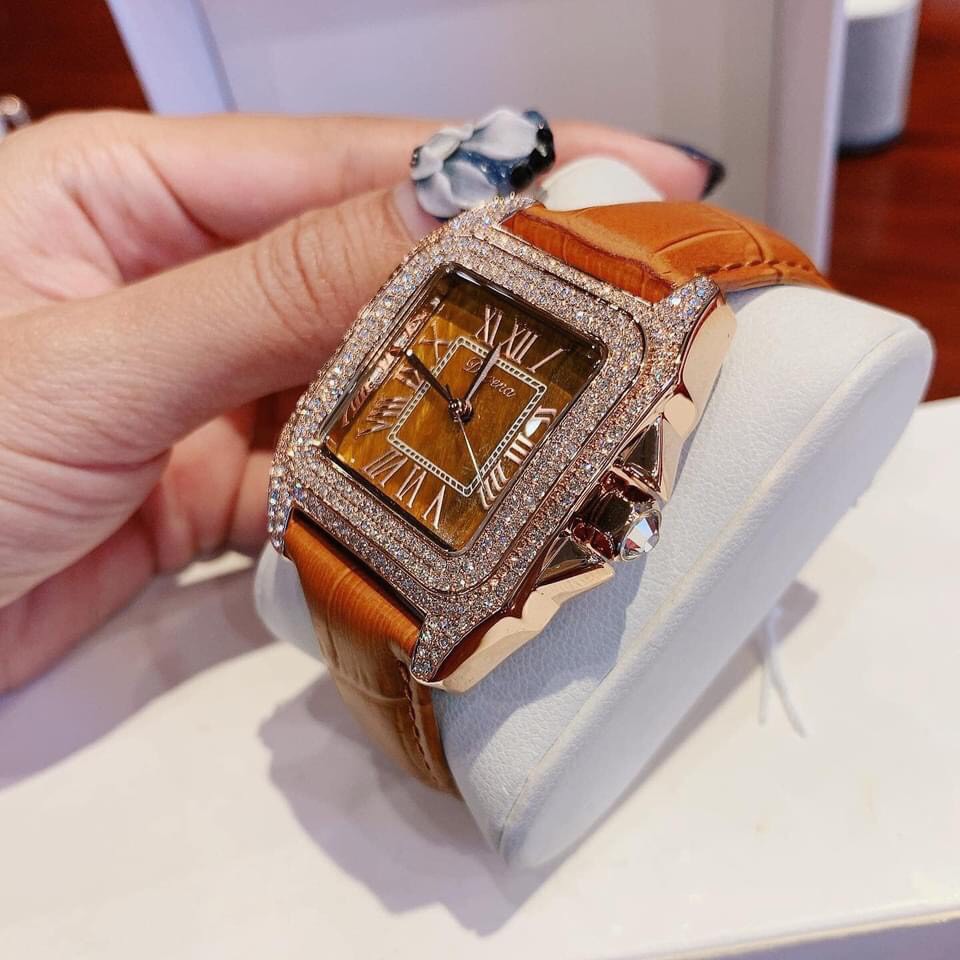 Đồng Hồ Davena Nữ Dây Da Nâu Rose Gold D31269 34mm Authentic