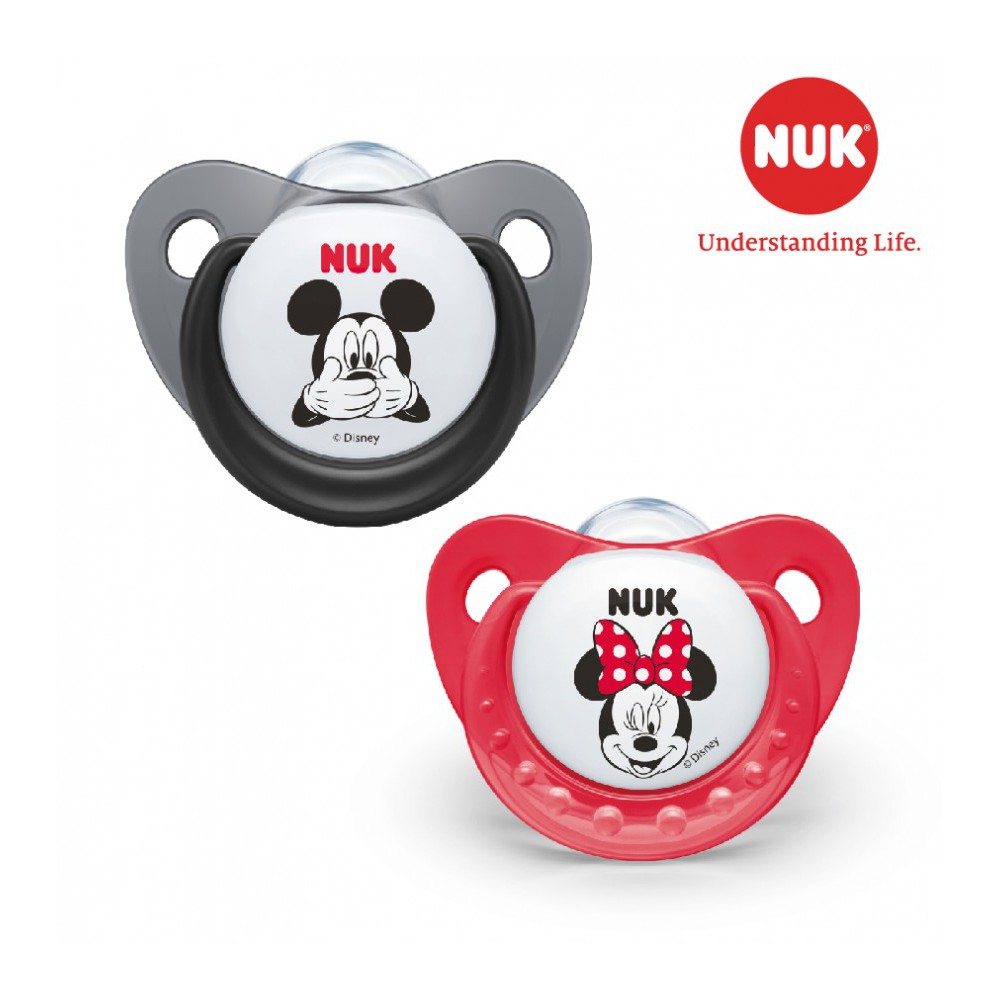 Bộ 2 ti giả NUK Sleeptime silicone hoạ tiết Mickey dễ thương (có nắp đậy vệ sinh)