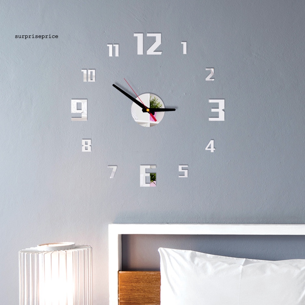 Đồng Hồ Dán Tường Hiệu Ứng Gương 3D DIY Trang Trí Nhà Ở