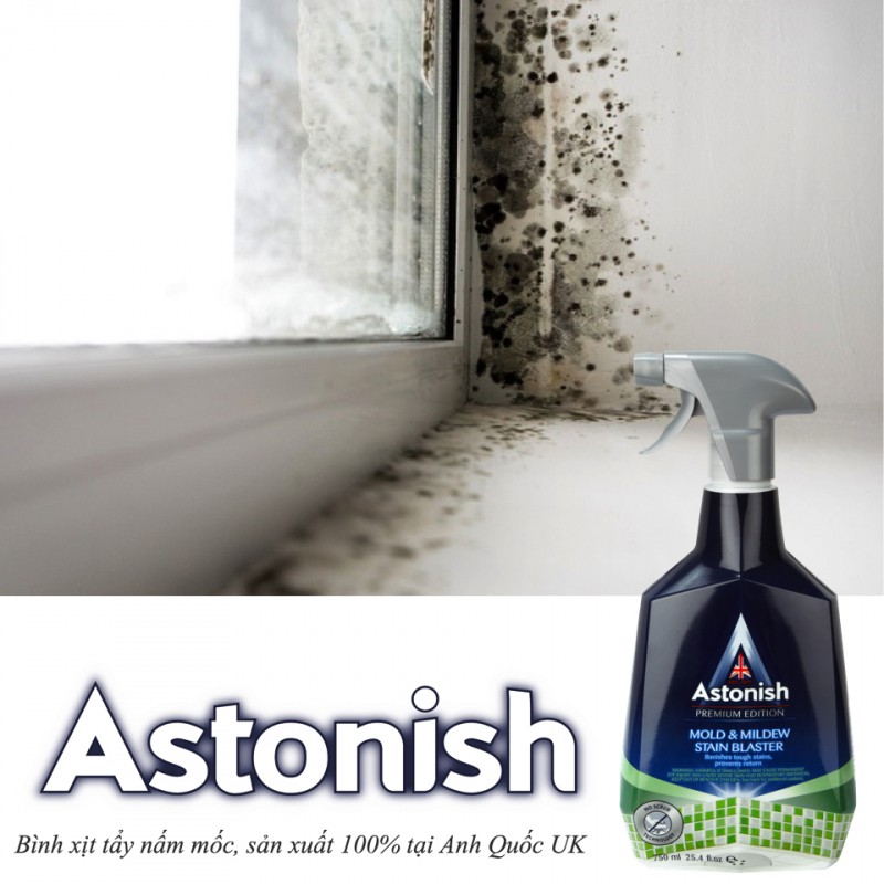 Tẩy đa năng Astonish Bình xịt vệ sinh, nhà tắm Astonish, xịt tẩy nấm mốc, nước lau kính Astonish 750ml, Hàng chính hãng