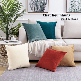 Vỏ gối nhung màu trơn 45x45cm trang trí nhà cửa gối tựa sofa Gối tựa lưng