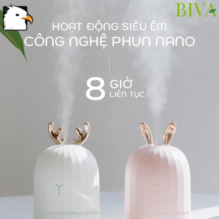 Máy xông tinh dầu tai thỏ tuần lộc (Tặng 1 chai tinh dầu 10ml ngẫu nhiên)