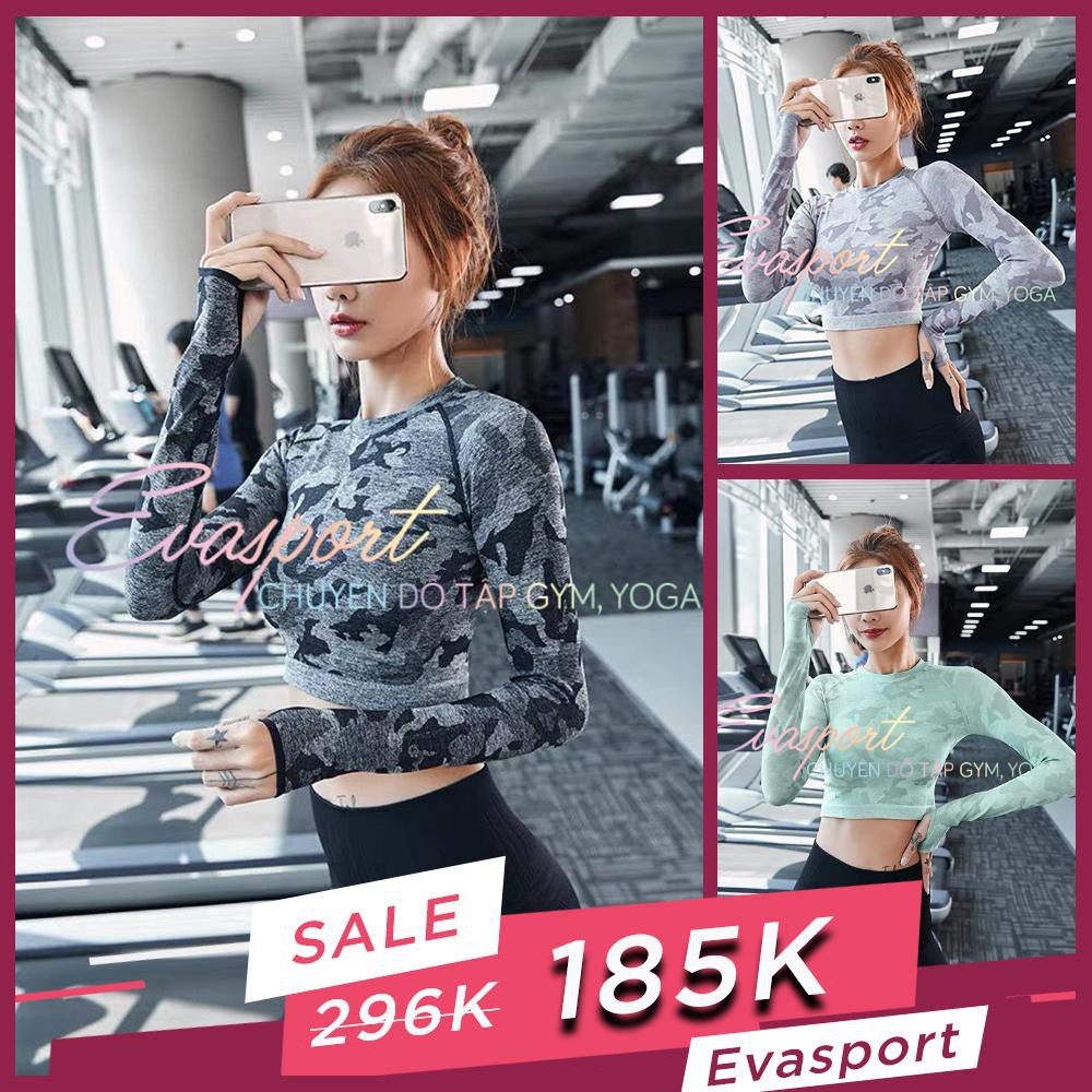 Áo tập gym nữ [Camo Sameless] cao cấp hàng nội địa Trung Quốc, chất dệt kim, co giãn tốt,  Hot Trend 2020 - EvaSport.VN