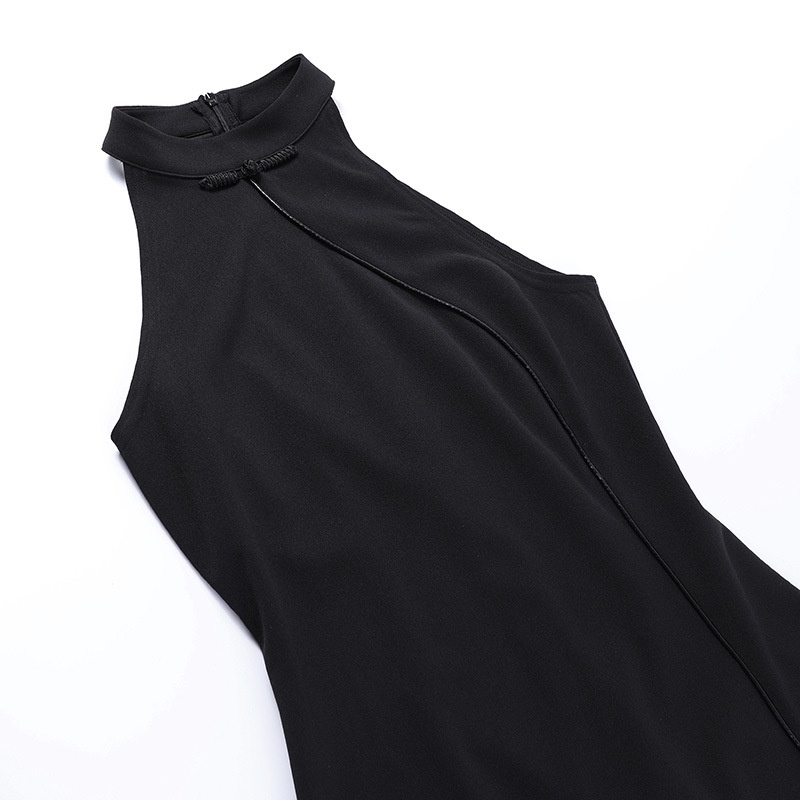 Đầm Sát Nách Cổ Tròn Hoạ Tiết Chữ In Phong Cách Trung Quốc