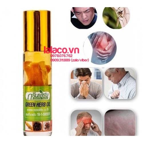 Chai Dầu Lăn Nhân Sâm Ginseng Green Herb Oil 8ml Thái Lan