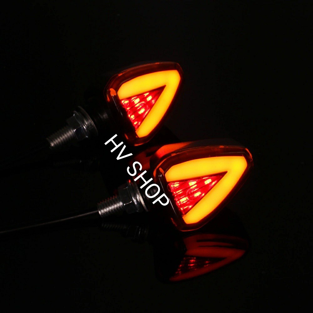 Xi Nhan Xe moto hv shop 1 mặt 2 màu HV9 ( đỏ - vàng ) ( 1 cặp