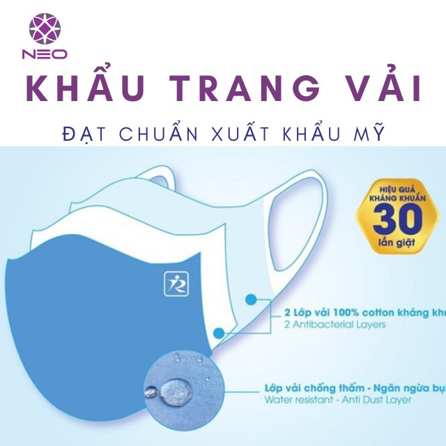 Khẩu Trang Vải Kháng Khuẩn Cản Bụi Chống Uv Chắn Bọt Giọt Bắn Màu Đen Trắng Xám