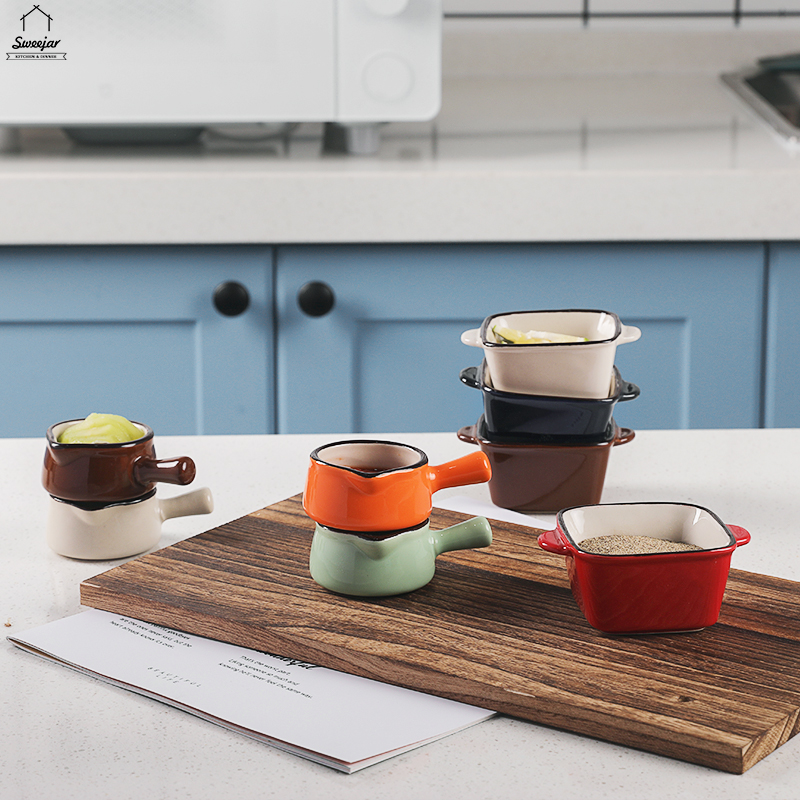 Đĩa đựng nước chấm SWEEJAR bằng gốm có hai tay cầm tiện lợi