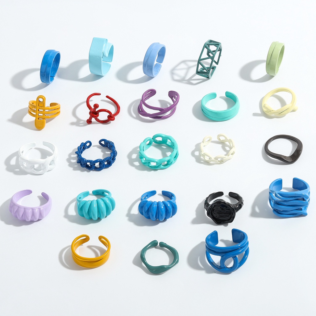 Nhẫn dạng hở họa tiết tranh sơn dầu nhiều màu sắc dễ thương dành cho nam và nữ