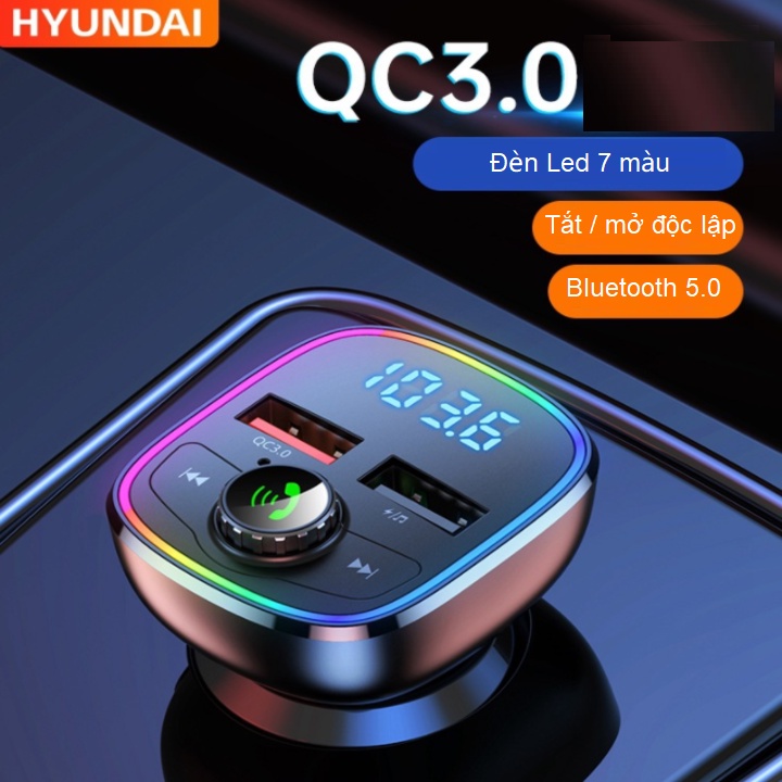 Tẩu nghe nhạc ô tô Hyundai M36 Tích hợp 2 cổng USB: Quick charger QC3.0, 3.4A Max - HÀNG CHÍNH HÃNG