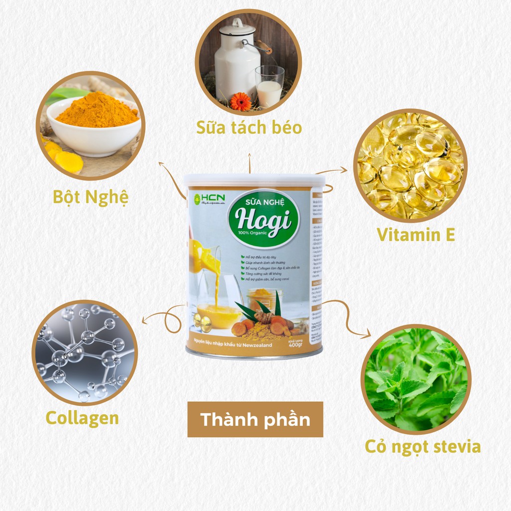 [ Hàng cao cấp] Sữa Nghệ HOGI 400 Gram Giúp Da Sáng Mịn, Ngừa Nám