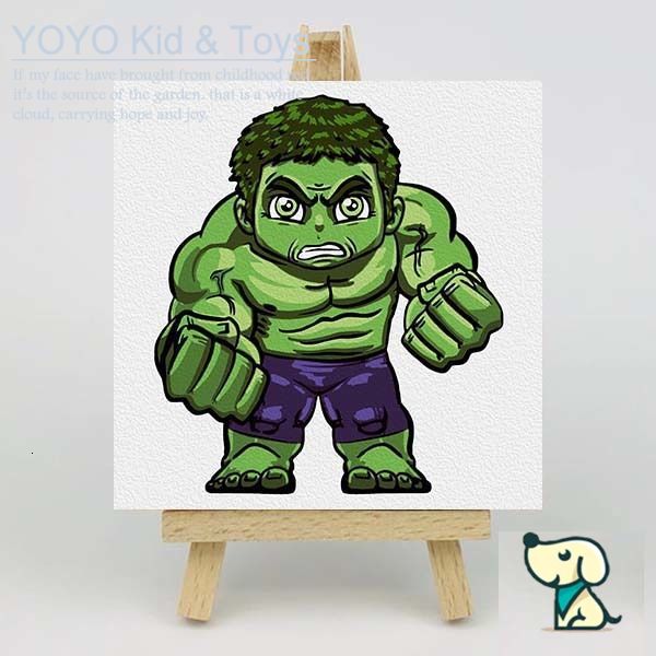 YoYo❤️Marvel DC Series / Wall Art /Dầu Số Hóa Tự Tô Màu Theo Số/ DIYCanvas Acrylic Paint / Painting kit / Deco Colouring art20X20CM noframe hulk XH123