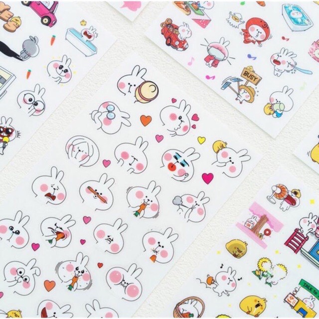 Combo 6 Tờ Sticker Dán Mẫu Thỏ