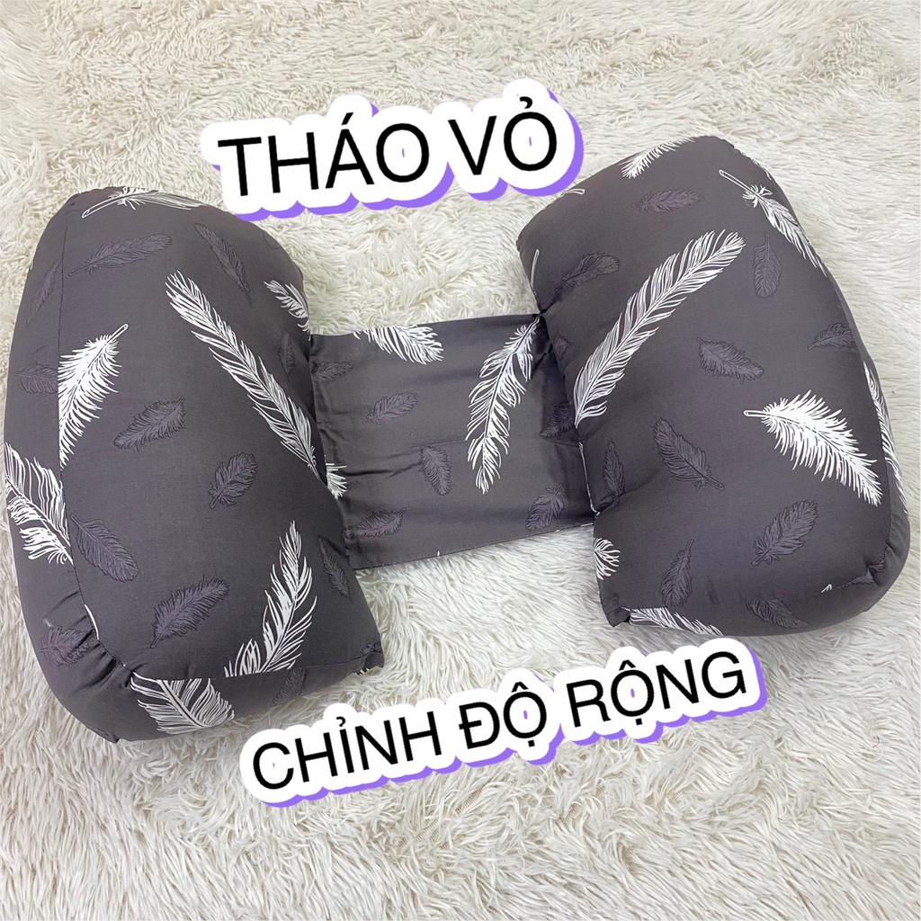 Gối Bà Bầu Cánh Tiên Cao Cấp Có Lót Có Miếng Dán Hahuma