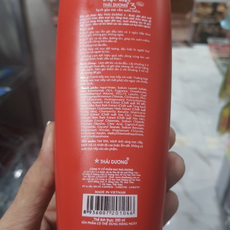 Dầu Gội Dược Liệu Thái Dương 3 Hương Hoa 200Ml