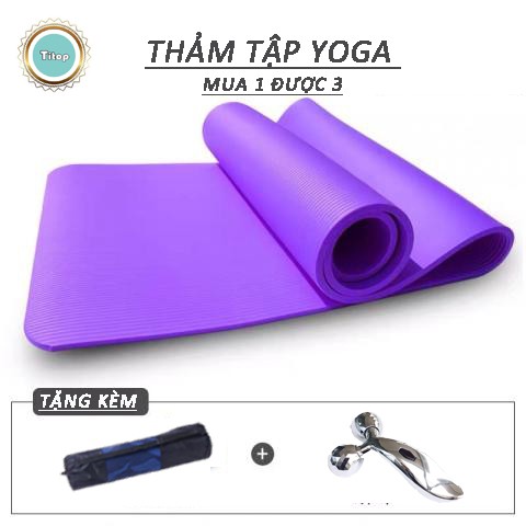 [TẶNG CÂY LĂN MASSAGE] Thảm tập Yoga dày kèm túi đựng Thảm Tập Gym Yoga TPE