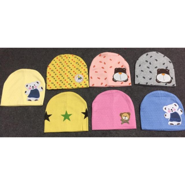 Mũ cotton 2lớp cho bé 2_8tháng (nhiều mẫu)