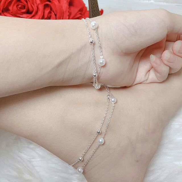 Bộ lắc chân/tay bạc mix trai