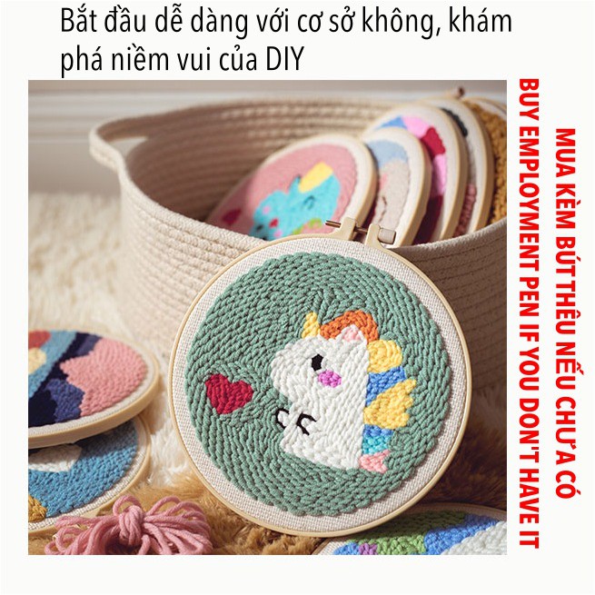 Bộ Len Xù Động Vật Dễ Thương - Punch Needle Decor