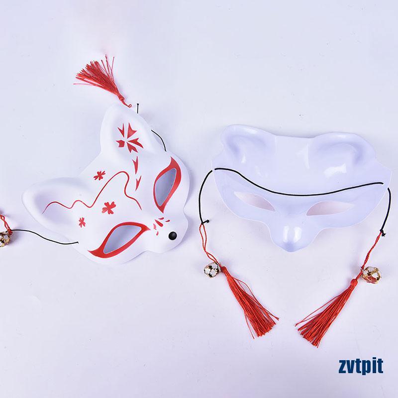 [ZPI] Japanese Halloween Cosplay Fox Party Half Face Hand Painted Kitsune SI