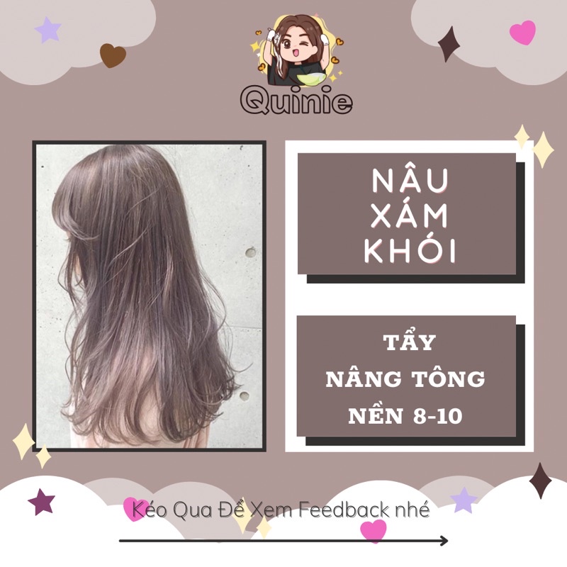 Thuốc nhuộm tóc màu NÂU XÁM KHÓI tặng kèm trợ nhuộm lược và trùm đầu