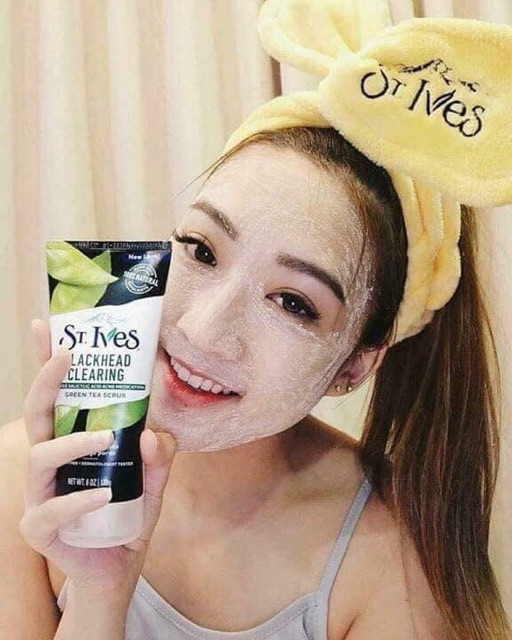 👧👧 Tẩy da chết làm sạch mụn đầu đen chiết xuất trà xanh ST.Ives Blackhead Clearing Green Tea Scrub (Mẫu mới 2018)