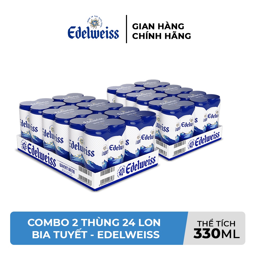 HỎA TỐC HCM - Combo 2 Thùng 24 lon Bia Tuyết - Edelweiss 330ml/lon