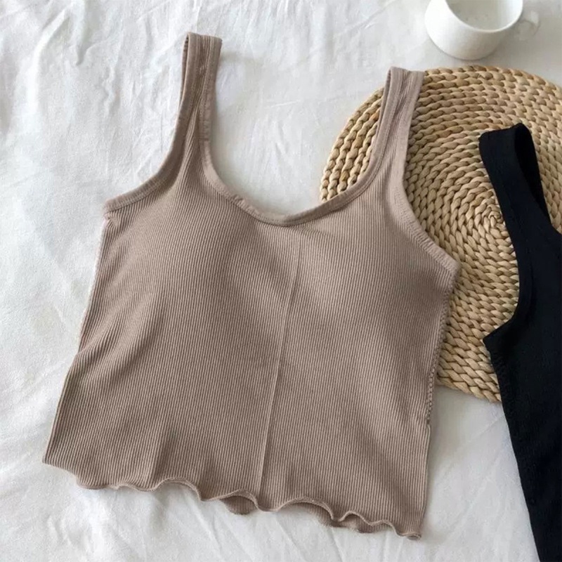 Áo Tank Top Hai Dây Bản Rộng Cổ Chữ V Thời Trang Cho Nữ