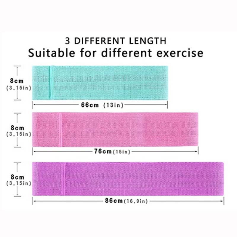 BỘ 3 DÂY VẢI ĐÀN HỒI TẬP MÔNG KÈM TÚI/HIP RESISTANCE BAND/DÂY KHÁNG LỰC/MINIBAND/CHÍNH