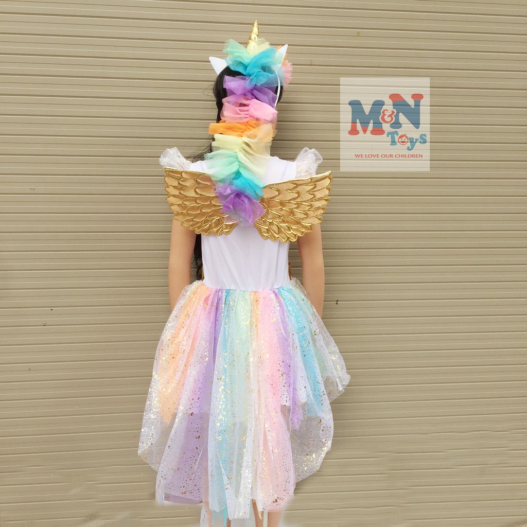 Bộ váy hóa trang Ngựa Pony cầu vồng có cánh cho dịp Trung thu, Halloween | BigBuy360 - bigbuy360.vn