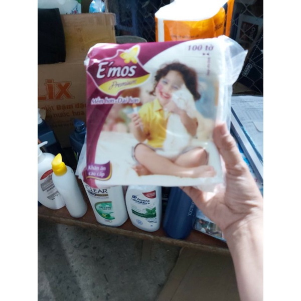 Combo 2 giấy ăn emos 100 tờ khổ 33x33