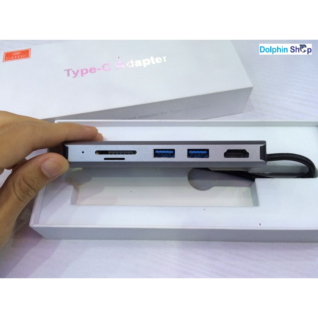 Bộ Chuyển Đổi Cổng Type C sang HDMI 4k + USB 3.0  + Ethernet LAN + Thẻ Nhớ cho Macbook