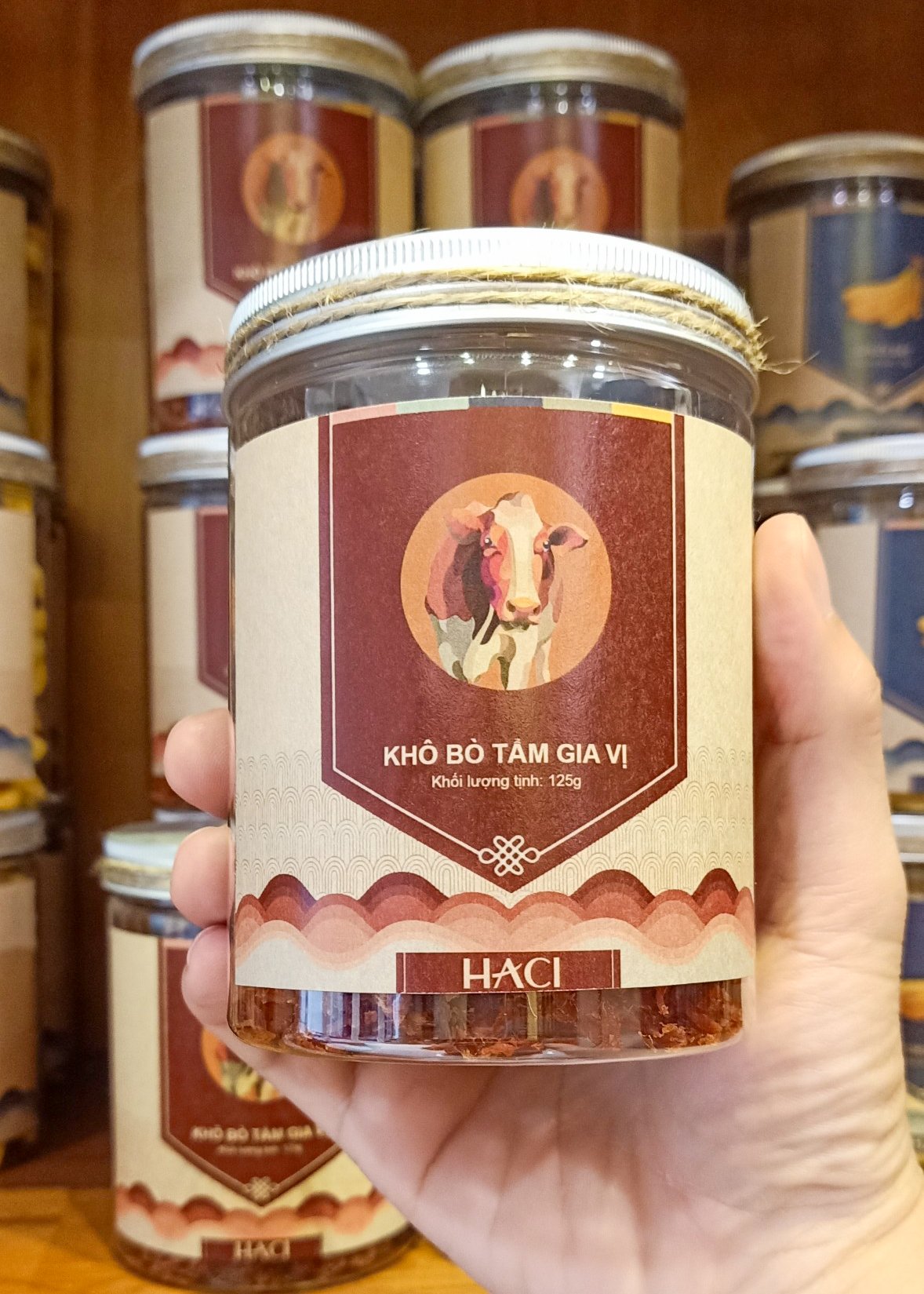 Khô bò tẩm gia vị hũ 250g - món ăn nổi tiếng - Hkfood