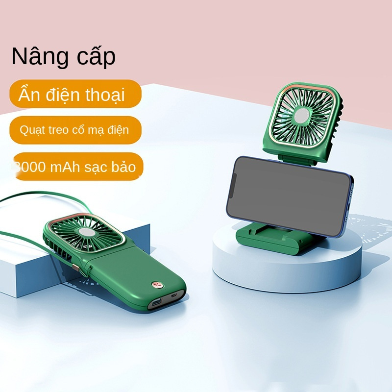 ☄◙☸Quạt gấp usb đa năng dự phòng điện giá đỡ thoại di động treo cổ mini để bàn cầm tay