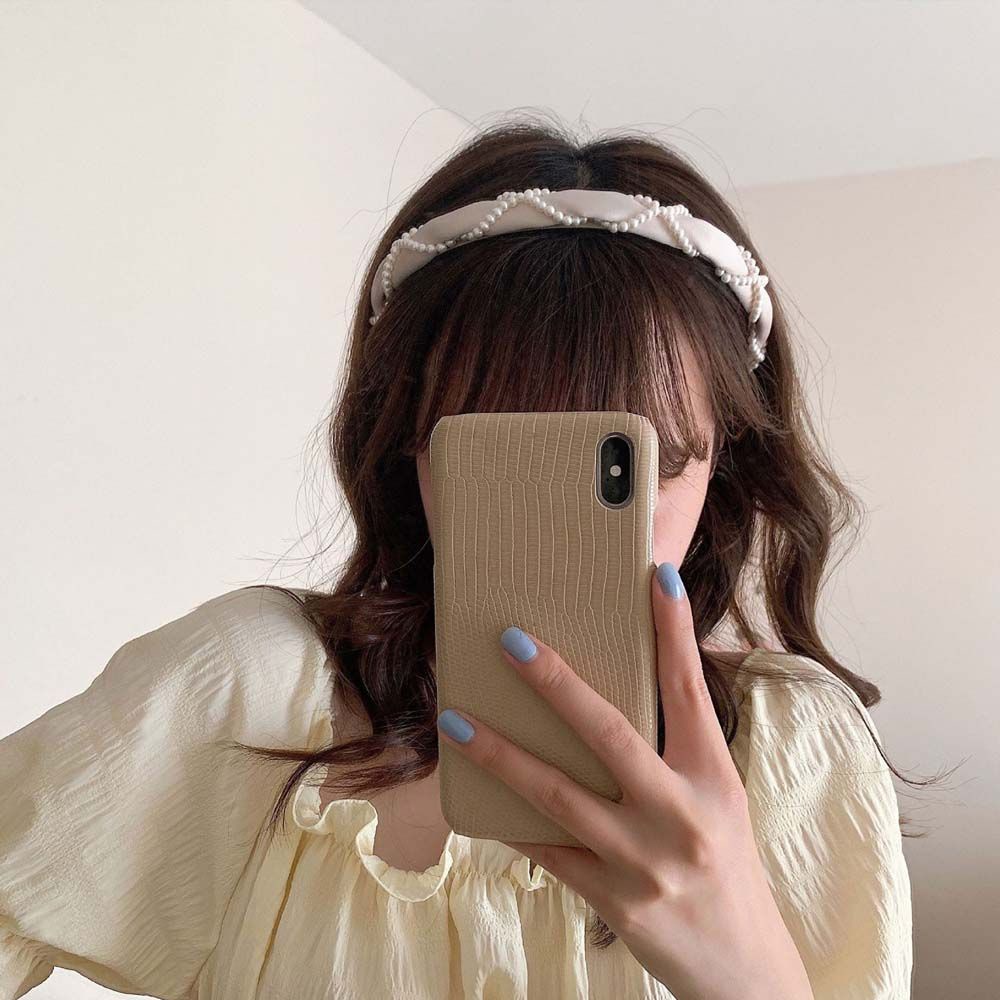 Cài tóc vải đính ngọc trai phong cách Hàn Quốc cổ điển cho nữ