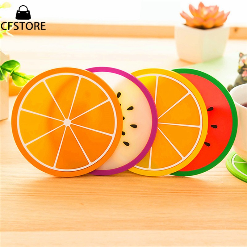 Tấm lót ly chống trượt , chất liệu silicone hình trái cây