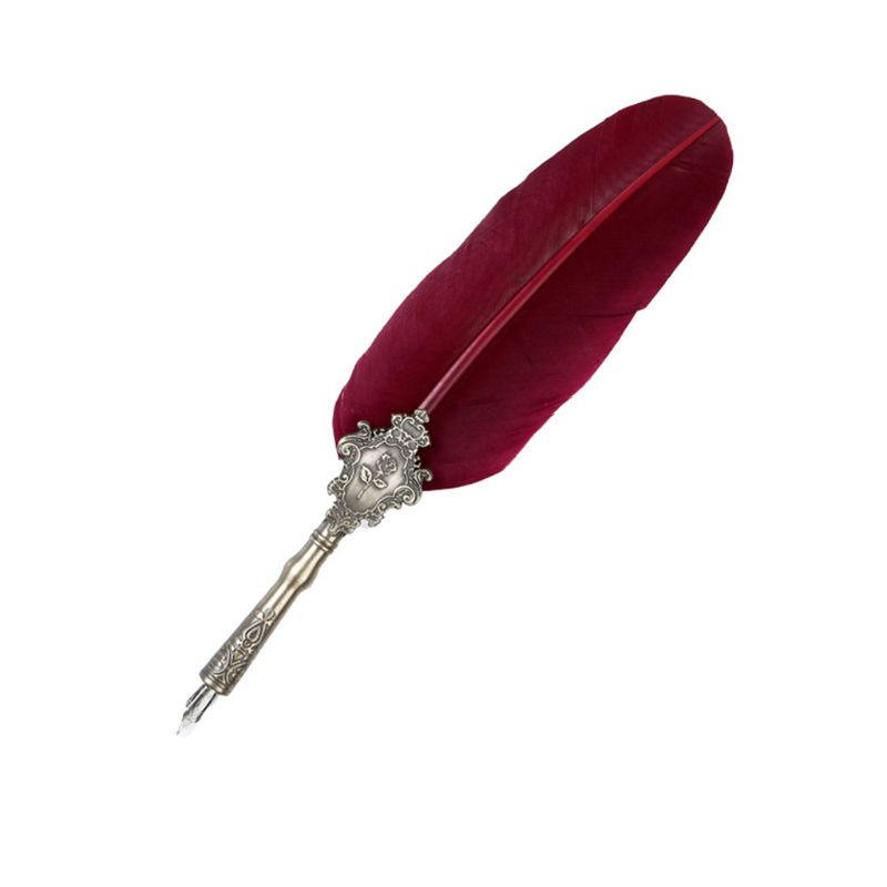 Bộ Bút Máy Thư Pháp Lông Vũ Cổ Điển Kèm 5 Ngòi Bút