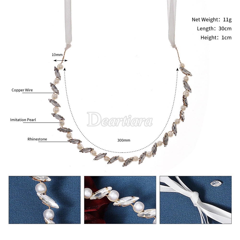 Băng Đô Cài Tóc Đính Đá Và Ngọc Trai Nhân Tạo Xinh Xắn Cho Nữ